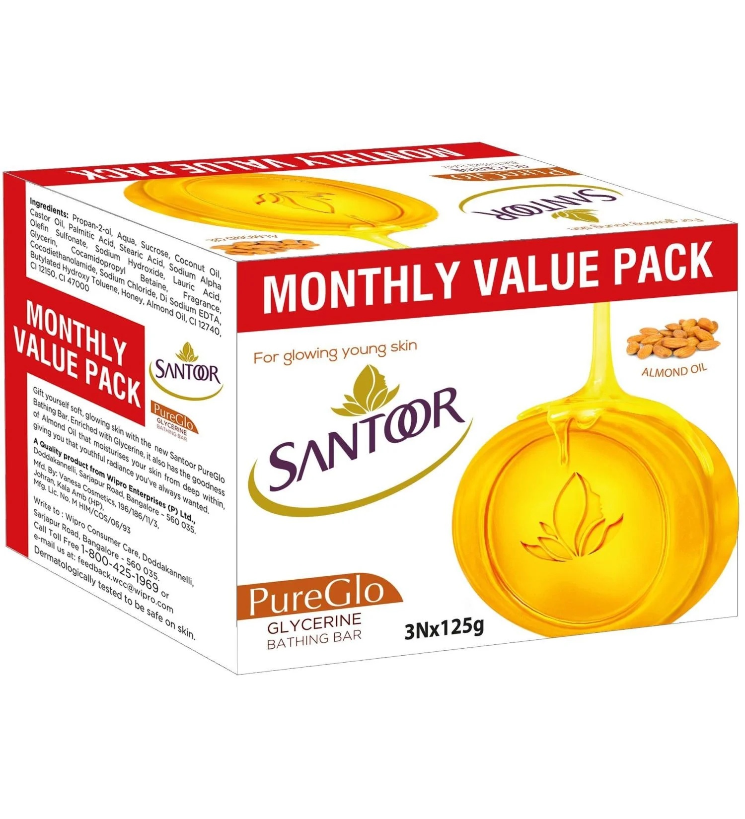 SANTOOR-GLYCERINE SOAP-125 GM*3