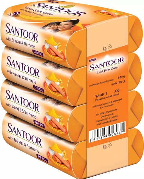 SANTOOR-SANDAL & TURMERIC SOAP-115 GM*4